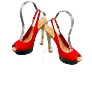 Yves saint Laurent suede peep toe platform